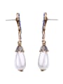thumb Bow Artificial Pearls drop earring 1
