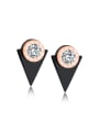 thumb Fashion Black Triangle Round Rhinestones Stud Earrings 0