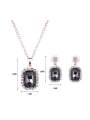 thumb Alloy Rose Gold Plated Fashion Artificial Black Stones Two Pieces Jewelry Set 2