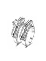 thumb Exquisite Platinum Plated Geometric Shaped Glass Bead Ring Set 0