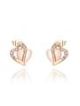 thumb Temperament Double Heart Shaped Opal Stud Earrings 0