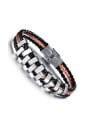 thumb Fashion Titanium Woven PU Chain Men Bracelet 0