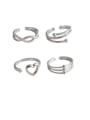 thumb 925 Sterling Silver With Platinum Plated Simplistic Irregular Free Size Rings 3