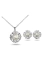 thumb Women Elegant Flower Shaped Artificial Pearl Two Pieces Jewelry Set 0