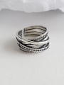 thumb 925 Sterling Silver With Antique Silver Plated Vintage Multi-layer line  free size Rings 4