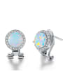 thumb Small Round Shaped Opal Stones Stud Earrings 0