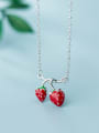 thumb 925 Sterling Silver With Platinum Plated Simplistic Friut Cherry Necklaces 1