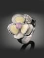 thumb Platinum Plated Enamel Rhinestones Flowery Ring 0