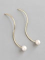 thumb Sterling silver  simple S type imitation pearl  ear wire 0