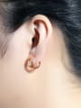 thumb Classical Rhinestones Champagne Gold Plated Hollow Earrings 1