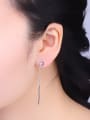 thumb Simple Little Hollow Round Shiny Zirconias 925 Silver Line Earrings 2