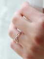 thumb S925 Silver Braided Wind Style Opening Midi Ring 1