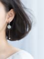 thumb White Petal Dance Girl Pearl Pendant 925 Silver Earrings 1