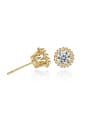 thumb Tiny Shiny Cubic Zircon Copper Stud Earrings 0