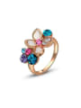 thumb Elegant Multi Color Flower Shaped Austria Crystal Ring 0