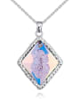thumb Personalized Rhombus Pendant austrian Crystal Alloy Necklace 3