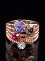 thumb Exaggerated Rose Gold Plated Colorful Rhinestones Alloy Ring 2