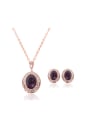 thumb Alloy Rose Gold Plated Vintage style Stone Oval-shaped Two Pieces Jewelry Set 0