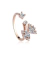thumb 18K Rose Gold Leaf-shaped Zircon Cocktail Ring 0