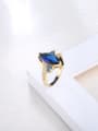 thumb Luxury Blue Oval Shaped Gold Plated Zircon Ring 1