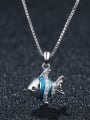 thumb 925 Sterling Silver With Platinum Plated Cute Small Fish Necklaces 0