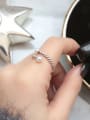 thumb Fashion Freshwater Pearl Black Twisted-band Opening Ring 1