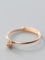 thumb Exquisite Rose Gold Plated Square Shaped Rhinestone S925 Silver Ring 0