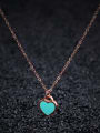 thumb Simple Blue Heart Rose Gold Plated Titanium Necklace 2