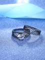 thumb Black Gun Plated Twill Design Glass Bead Ring Set 1