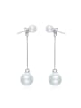 thumb Fashion White Artificial Pearls 925 Silver Stud Earrings 0