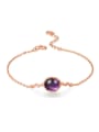 thumb Natural Amethyst Rose Gold Plated Simple Bracelet 0
