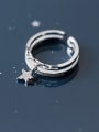 thumb Exquisite Double Layer Star Shaped Rhinestones S925 Silver Ring 0