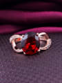 thumb Exquisite Red 18K Rose Gold Plated Zircon Ring 1