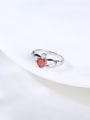 thumb Fashionable Red Heart Shaped Platinum Plated Zircon Ring 2