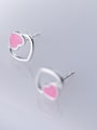 thumb 925 Sterling Silver With Silver Plated Simplistic Heart Stud Earrings 1