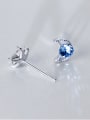 thumb S925 silver blue zircon lovely star and moon stud Earring 1