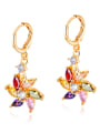 thumb Copper With Gold Plated Personality Water droplet shaped Flower Earrings 0