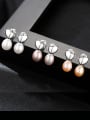 thumb Sterling Silver 7-8mm Freshwater Pearl Heart Studs earring 0