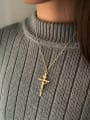 thumb Sterling silver golden simple cross necklace 1