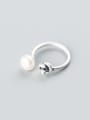 thumb Vintage Knot Design Artificial Pearl S925 Silver Ring 0