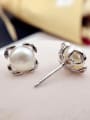 thumb Simple Freshwater Pearl Flower stud Earring 1