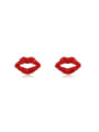 thumb Red Lip Shaped Austria Crystal Stud Earrings 0