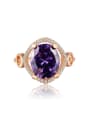 thumb Exaggerated Purple Zircon Rose Gold Plated Copper Ring 0