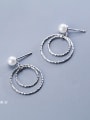 thumb 925 Sterling Silver Imitation pearls Classic Round Stud Earrings 1