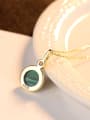 thumb Sterling Silver Plated 18K-gold Round Malachite Necklace 3