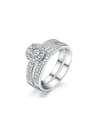 thumb Exquisite Double Layer White Gold Plated Zircon Ring Set 0