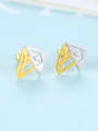 thumb 925 Sterling Silver With Glossy Simplistic Geometric Stud Earrings 2