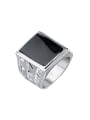 thumb Retro style Black Enamel Silver Plated Alloy Ring 0