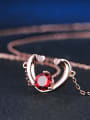 thumb Heart-shape Natural Garnet Clavicle Necklace 2