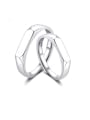 thumb 925 Sterling Silver With Glossy Simplistic  Lovers Free Size Rings 0